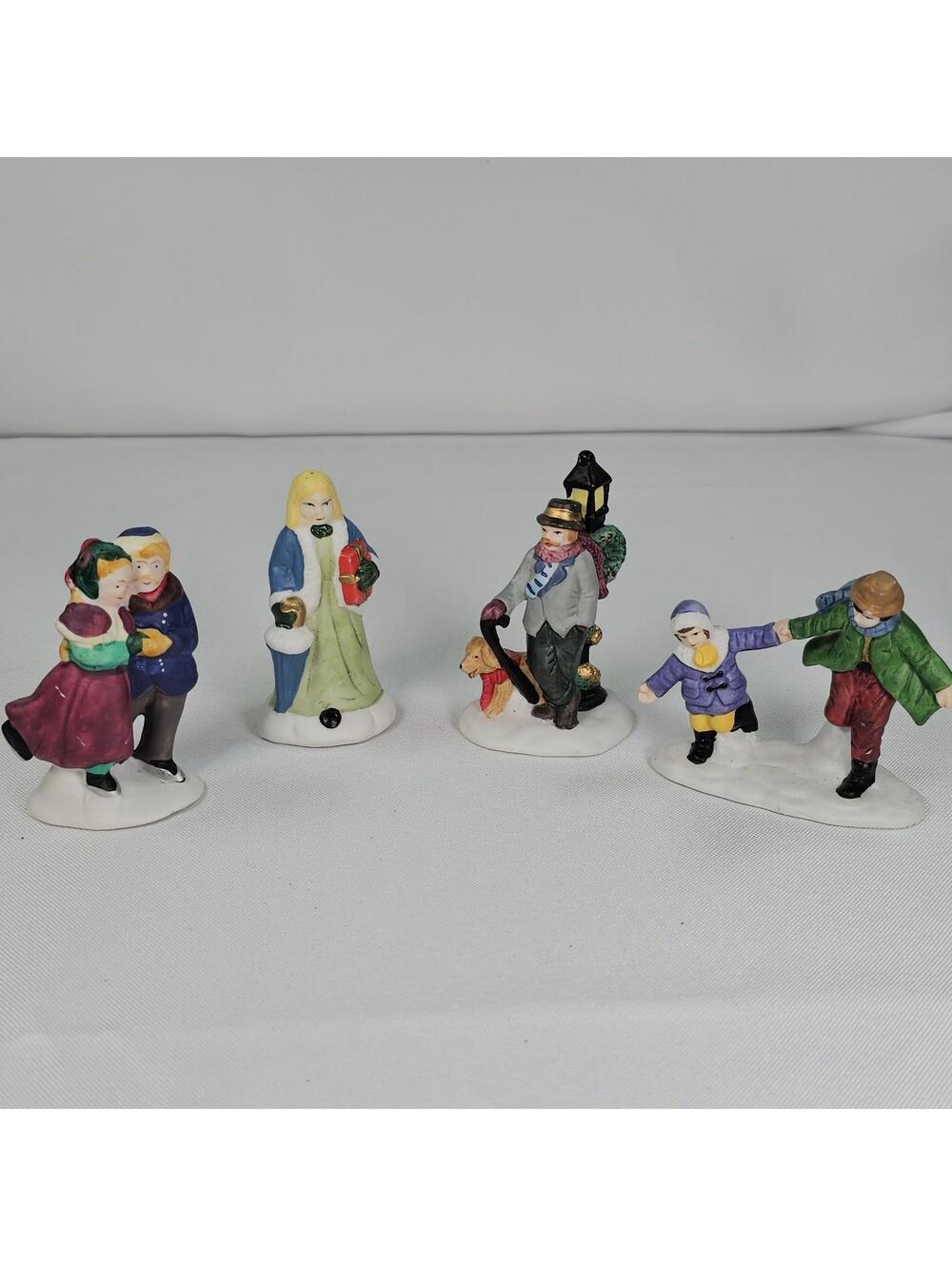 Vintage Lemax Lot Of 4 Christmas Couple skating Figurine 2.5" NO BOX